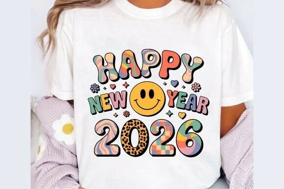 Cute Smiley New Year 2026 Graphic PNG: Usher in the Year with Joy
